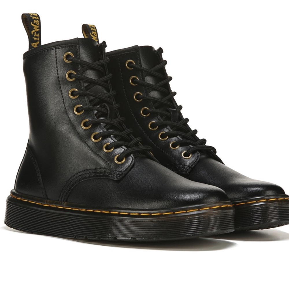 Dr. Martens Black Zavala Combat Boots with Air-Cushioned Sole